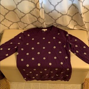New York & Co 3/4 sleeve tinsel polka dot top, MED
